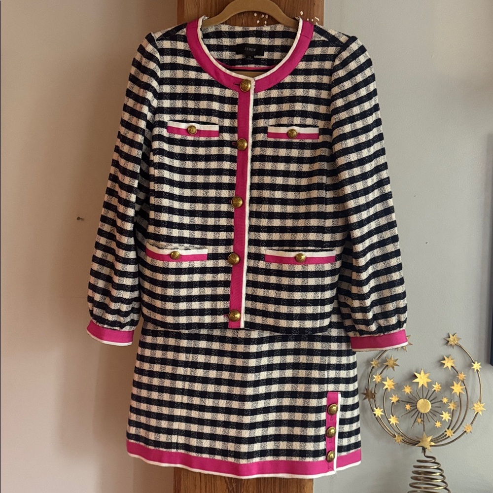 J. Crew Navy and White Striped grosgrain set